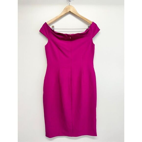 Lauren Ralph Lauren Dress Size 8‎ Pink Crepe Off Shoulder Back Zip Knee Length - Picture 7 of 13